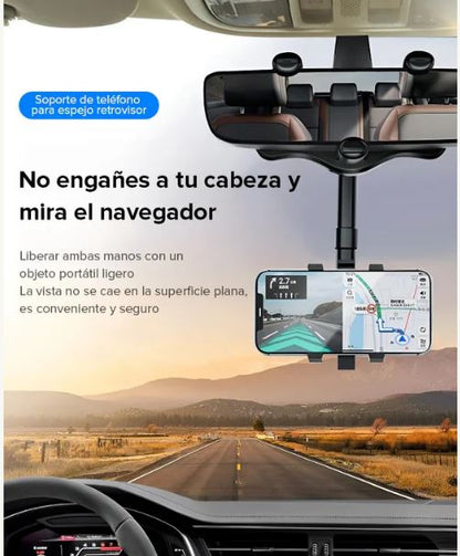 SOPORTE DE CELULAR PARA RETROVISOR DE AUTO 180 GRADOS